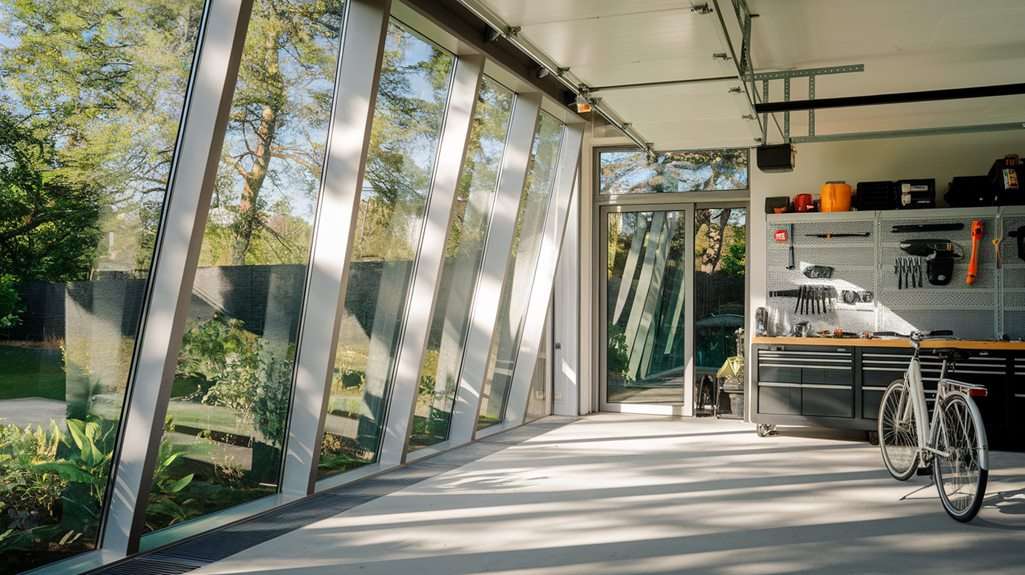 garage door with windows